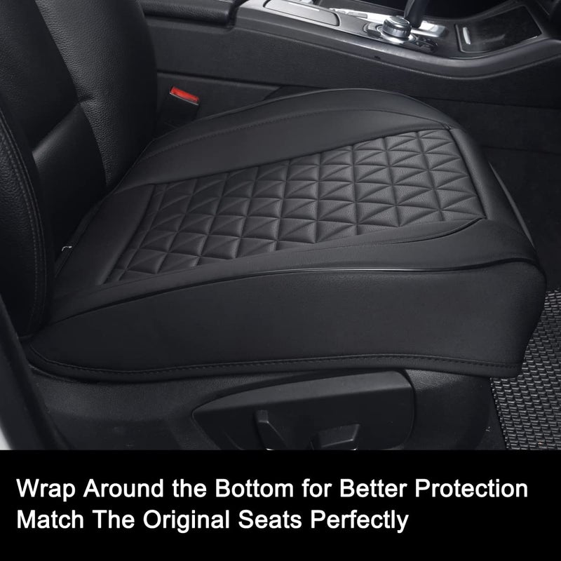 Black Panther 1 Pair Front Seat Covers Luxury Faux Leather Bottom Seat Cushions, Anti-Slip and Wrap Around The Bottom, Fit 95% of Vehicles - Black - Image 5